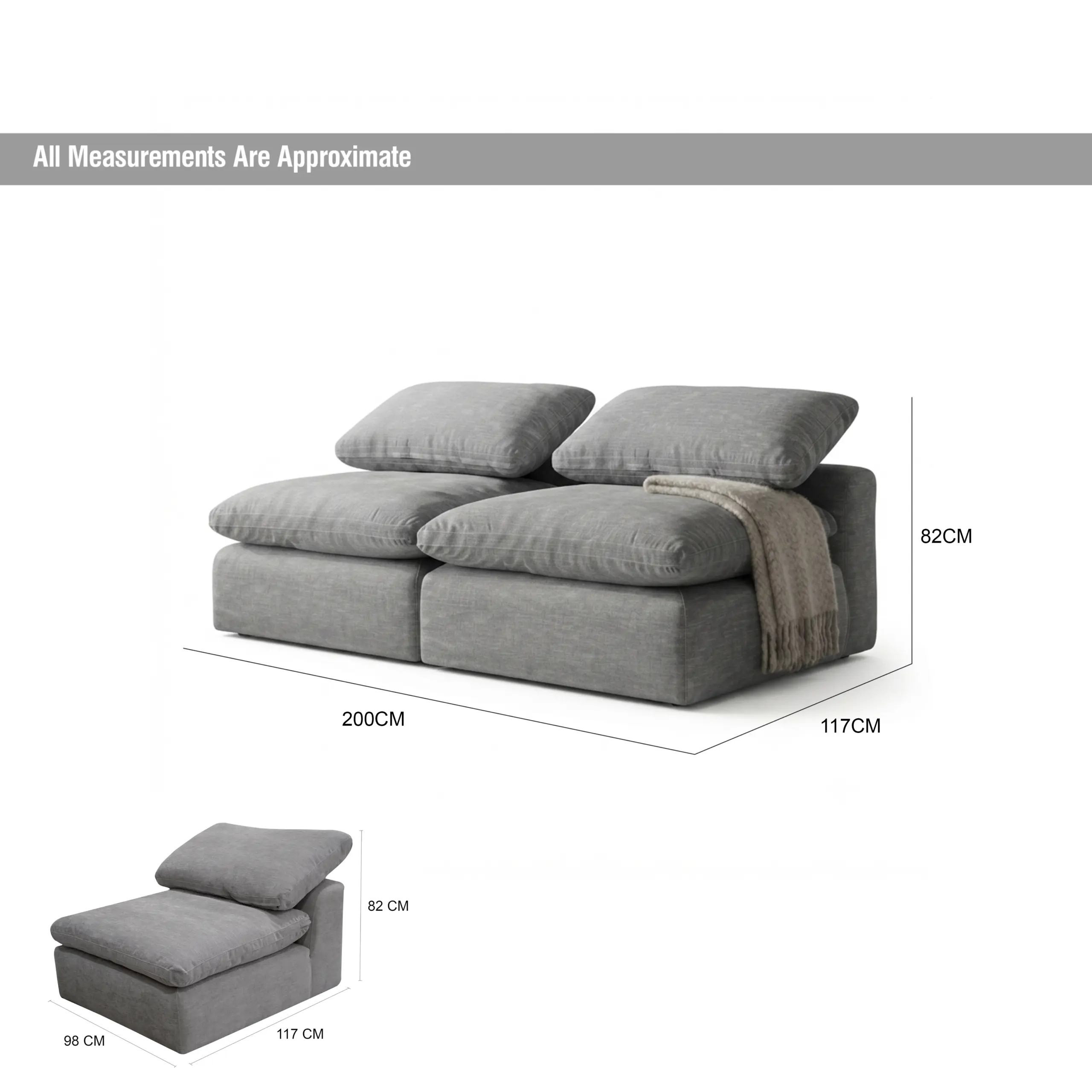 Aza 2 Seater Grey Dia United Furniture