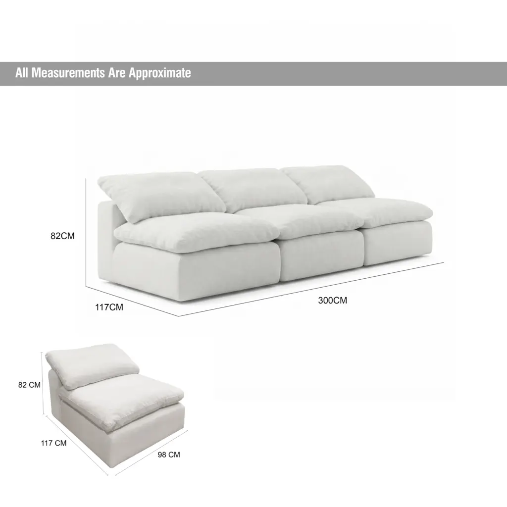 Aza 3 Seater White Dia United Furniture