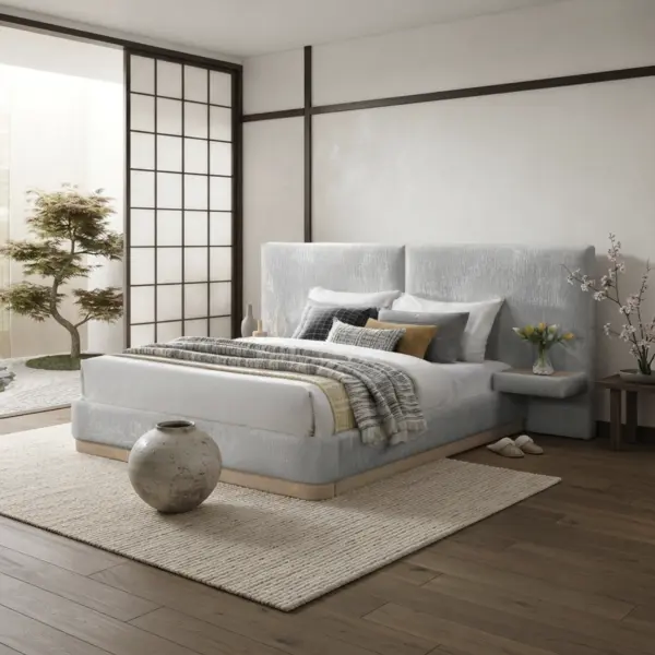 Nebula Queen Bed - Light Grey