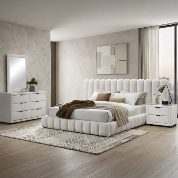 Royalis King Bed - Cream