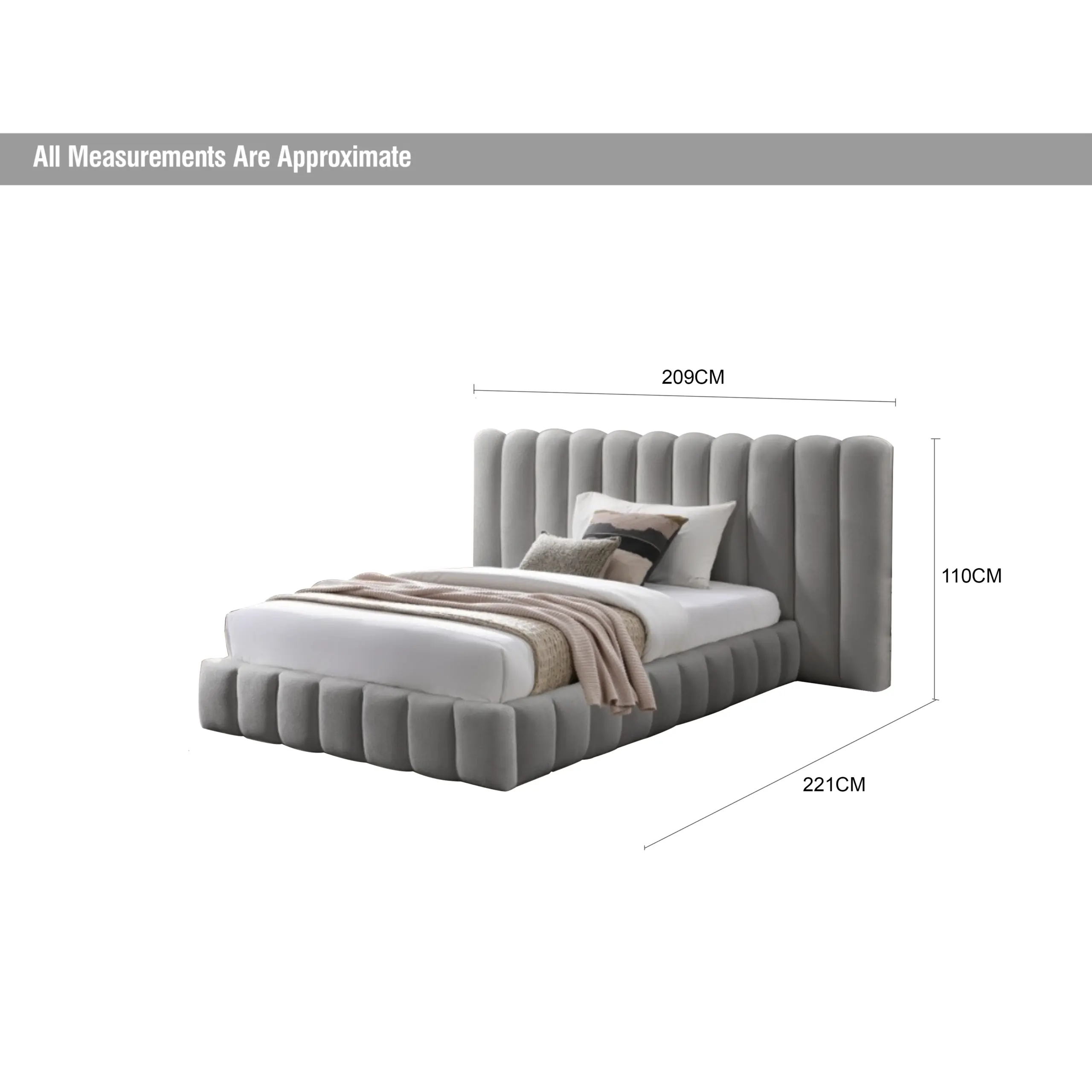 Royalis Single Bed Grey Dia United Furniture