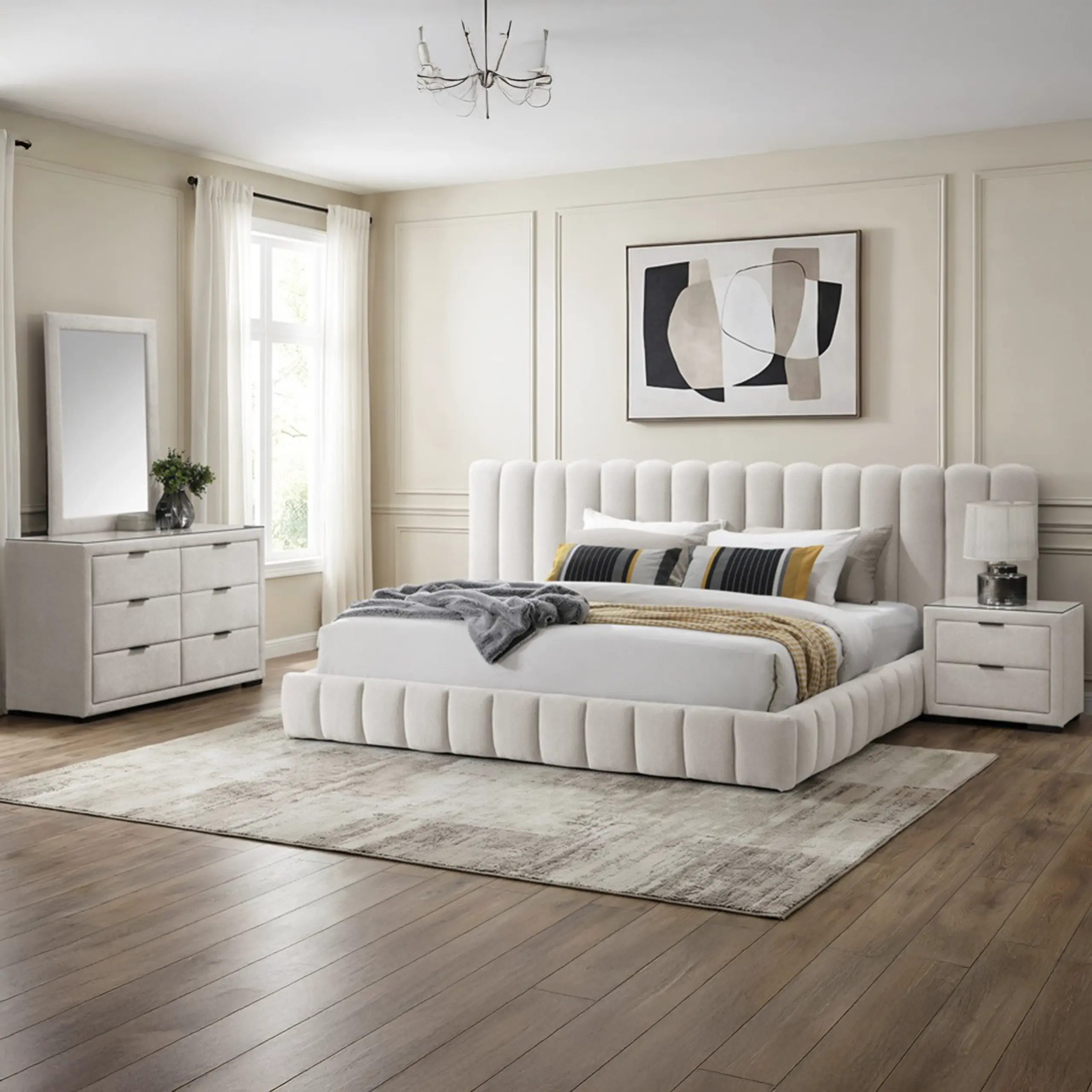 Royalis Super King Bed Cream United Furniture
