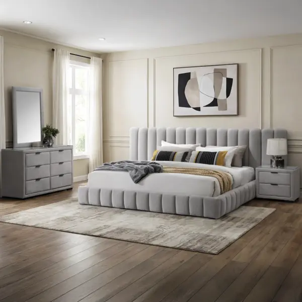 Royalis Super King Bed - Light Grey