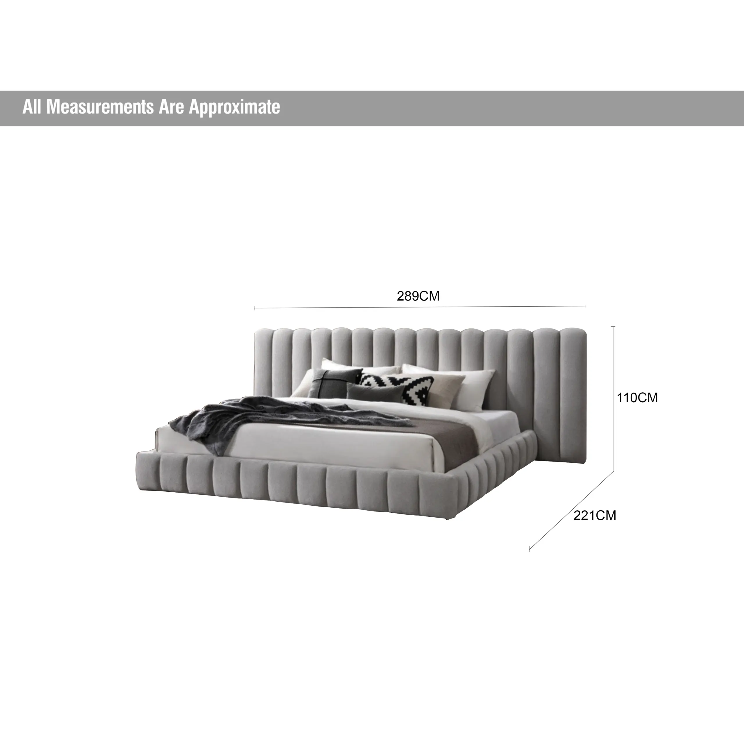 Royalis Super King Bed Grey Dia United Furniture