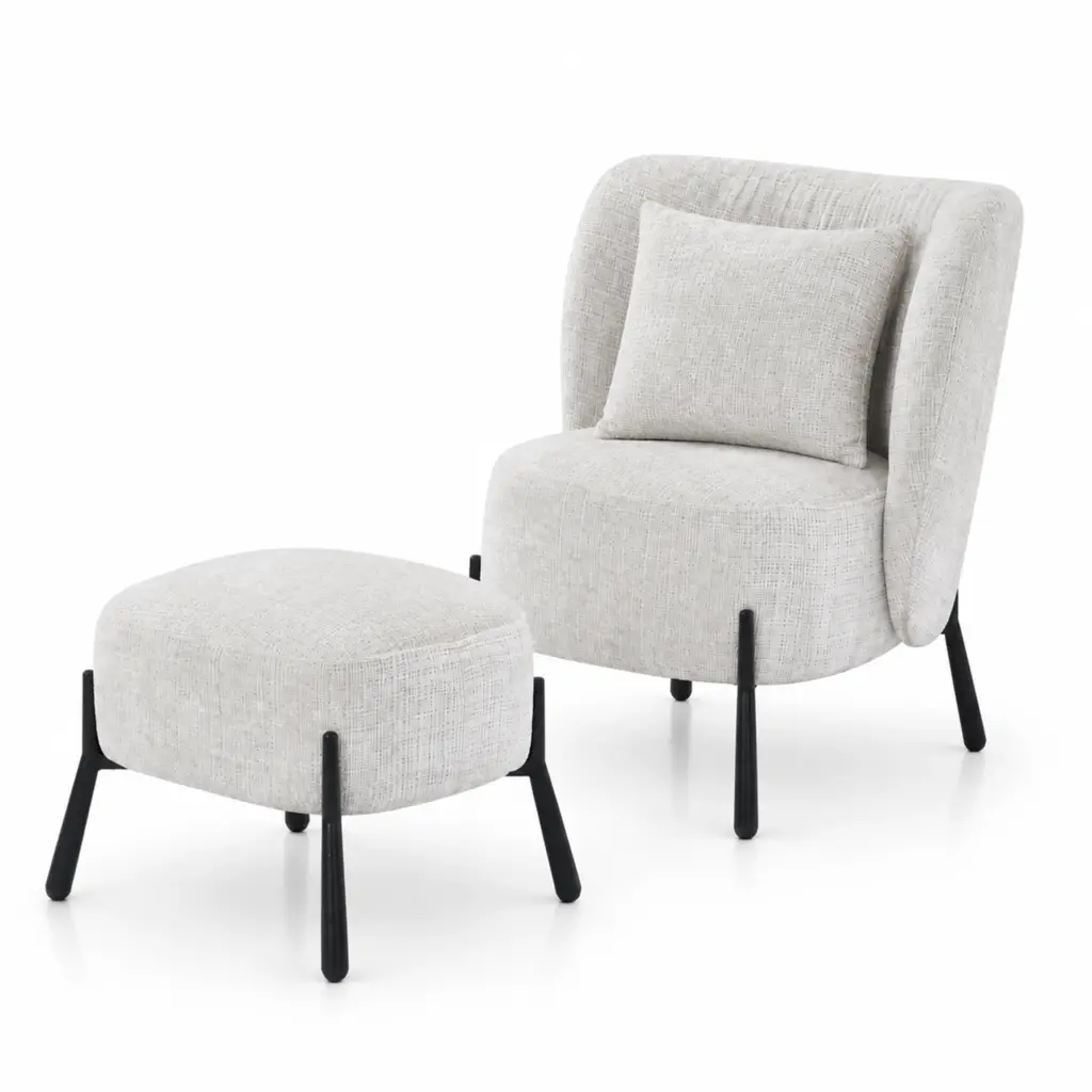Brodie Accent Chair And Foot Rest Beige 4 United Furniture