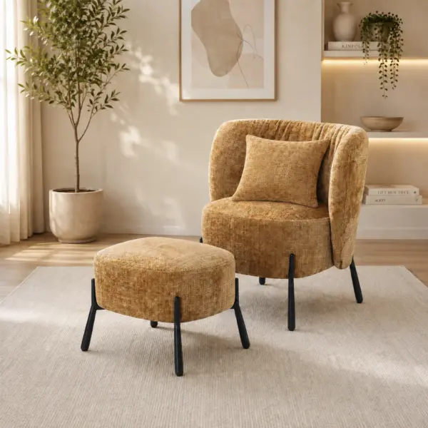 Brodie Accent Chair with Foot Rest - Yellow