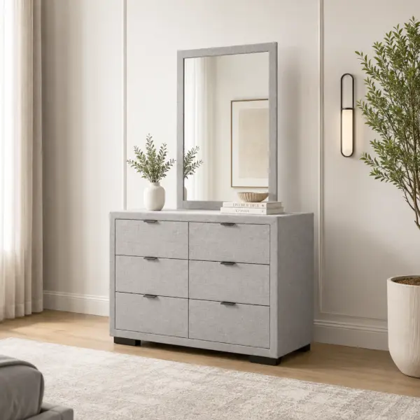 Motley Dresser with Mirror - Light Grey