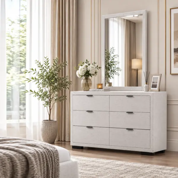 Motley Dresser with Mirror - White