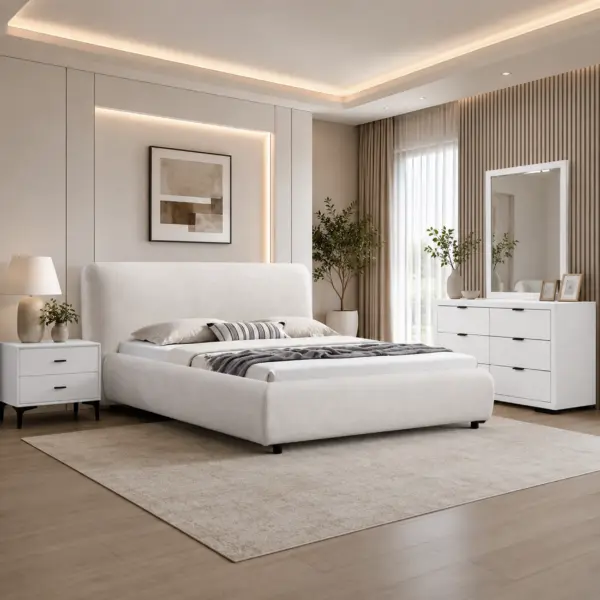 Motley Queen Bed - White