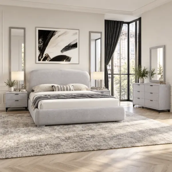 Astra King Bed - Light Grey