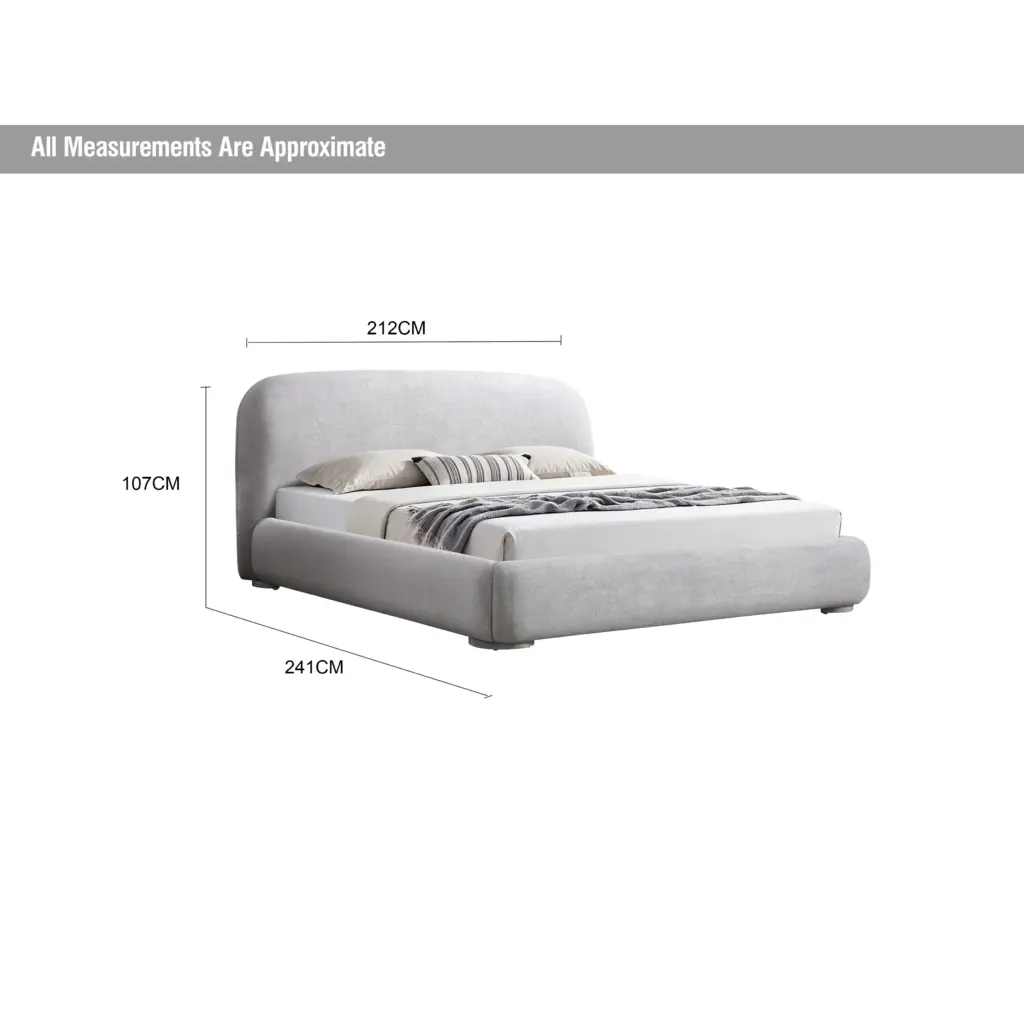 Astra King Bed Light Grey Dia United Furniture