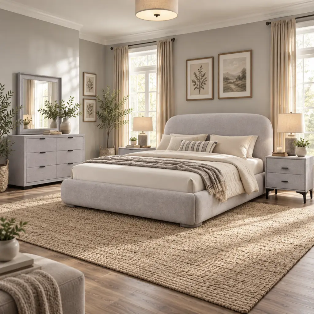 Astra Queen Bed Light Grey Bg United Furniture
