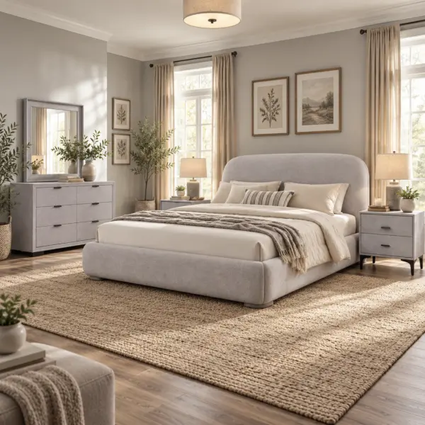 Astra Queen Bed - Light Grey