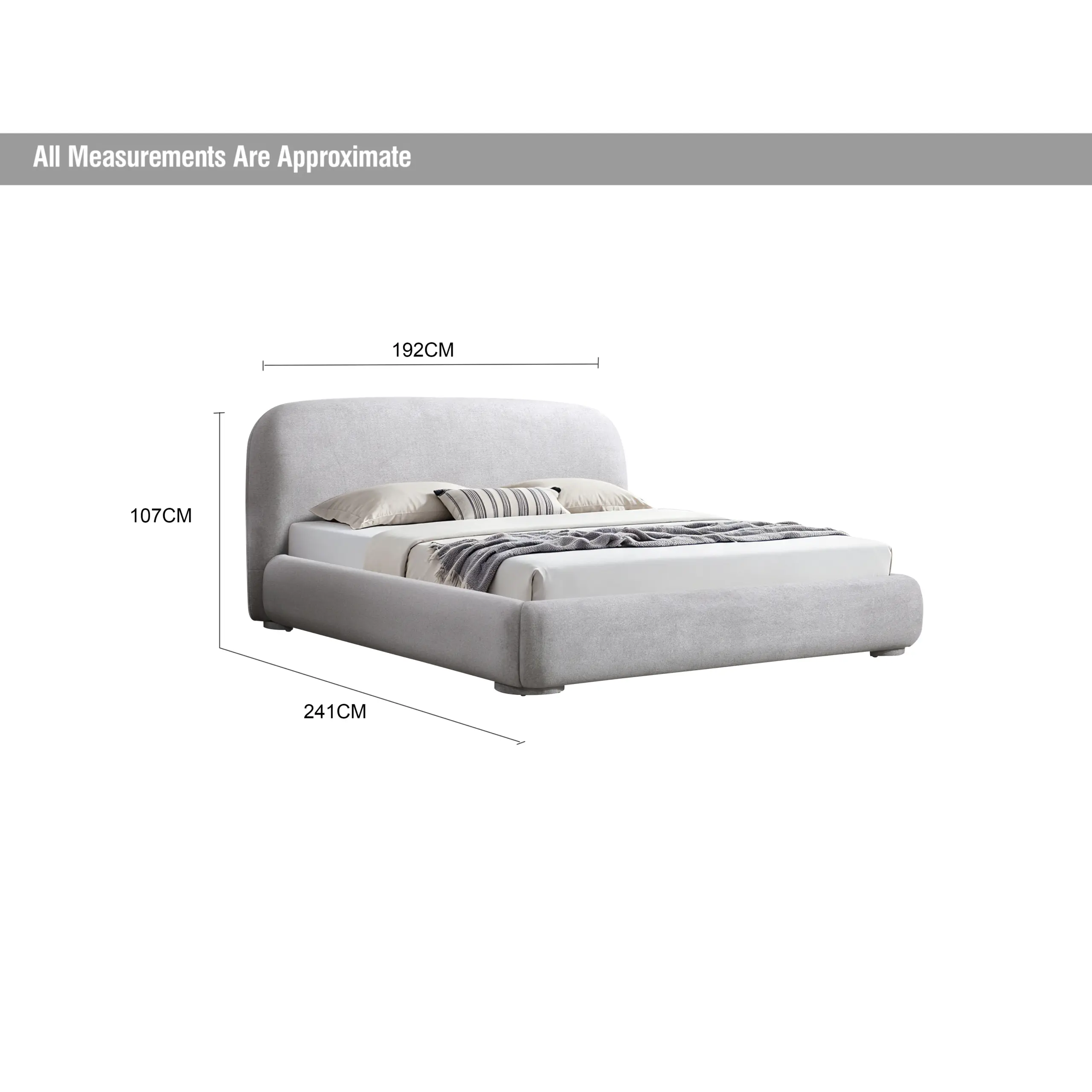 Astra Queen Bed Light Grey Dia United Furniture