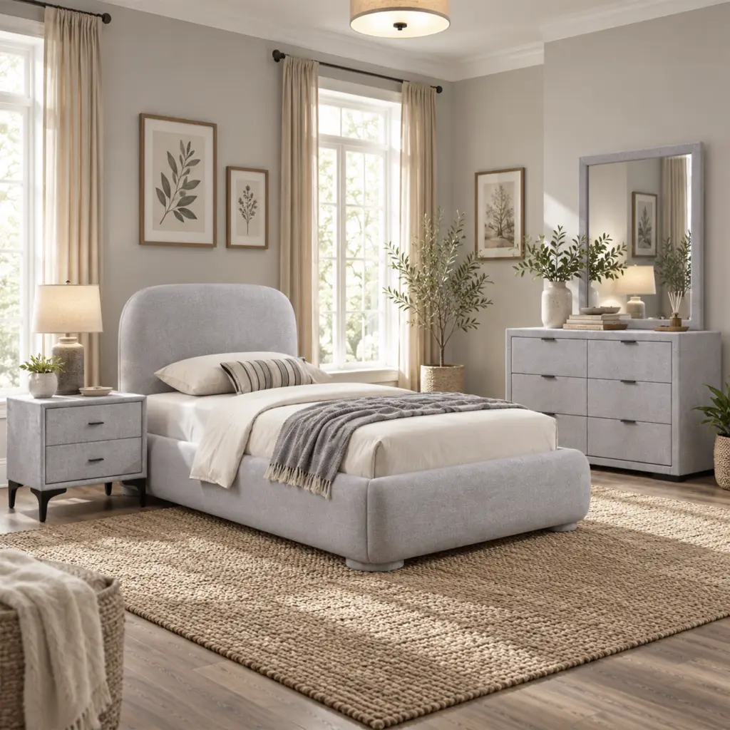 Astra Single Bed Light Grey Bg United Furniture