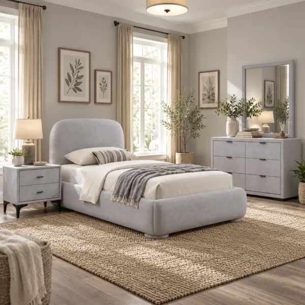 Astra Single Bed - Light Grey
