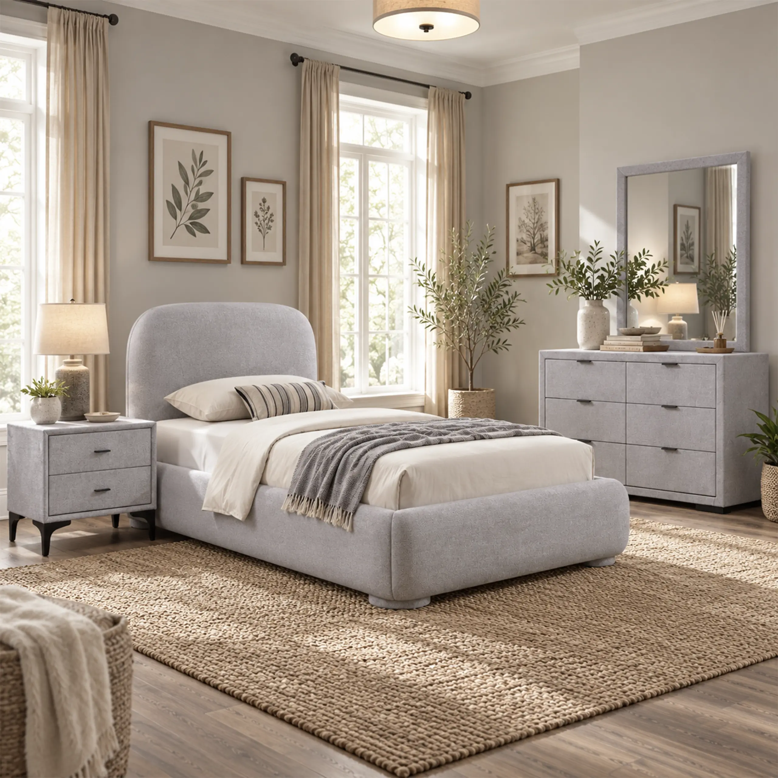 Astra Single Bed Light Grey Bg United Furniture