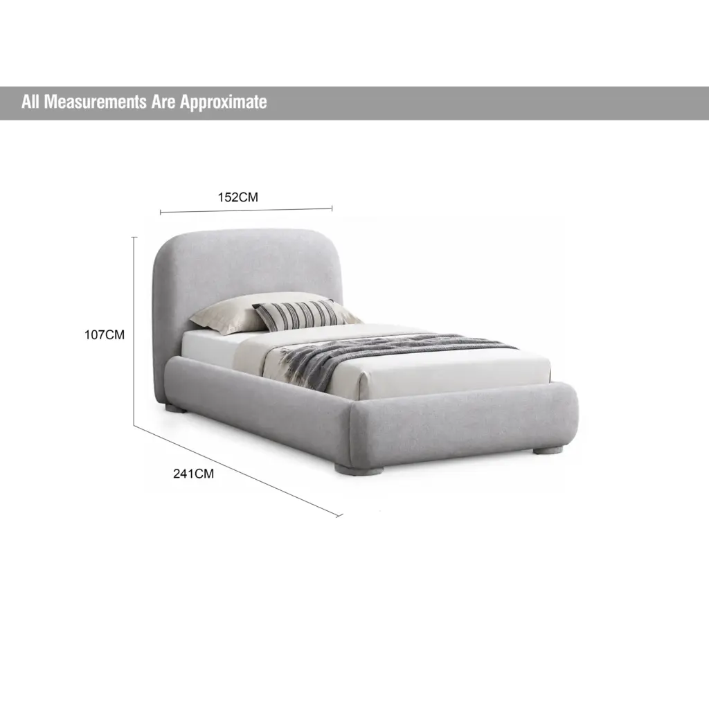 Astra Single Bed Light Grey Dia United Furniture