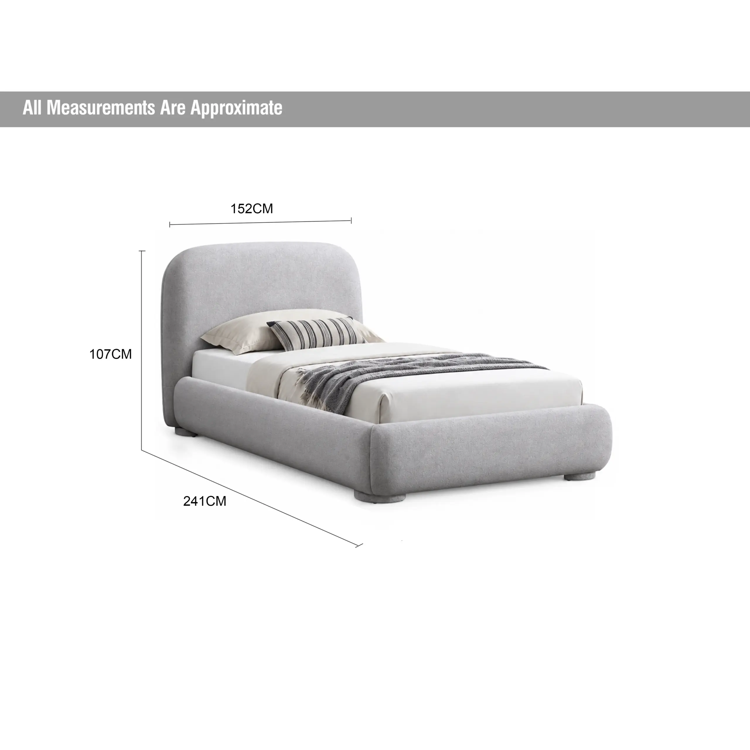 Astra Single Bed Light Grey Dia United Furniture