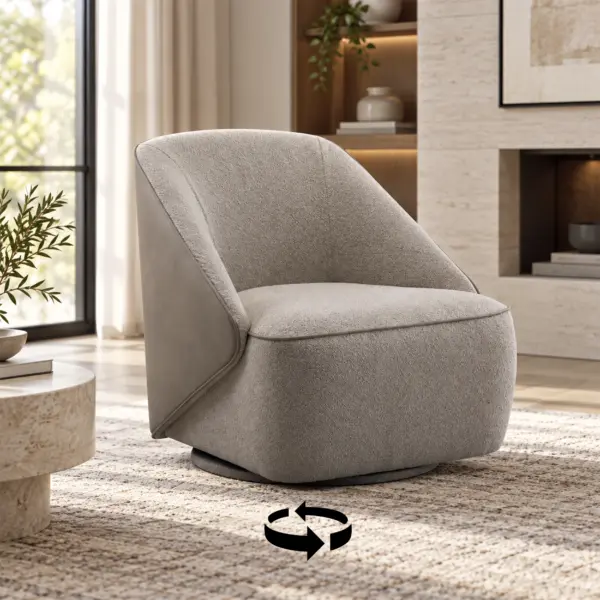 Breo Swivel Chair - Beige Brown/Light Beige