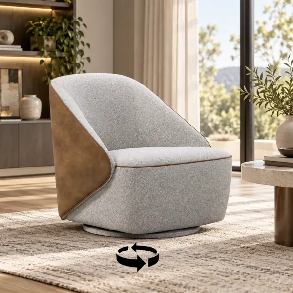 Breo Swivel Chair - Brown/Light Grey