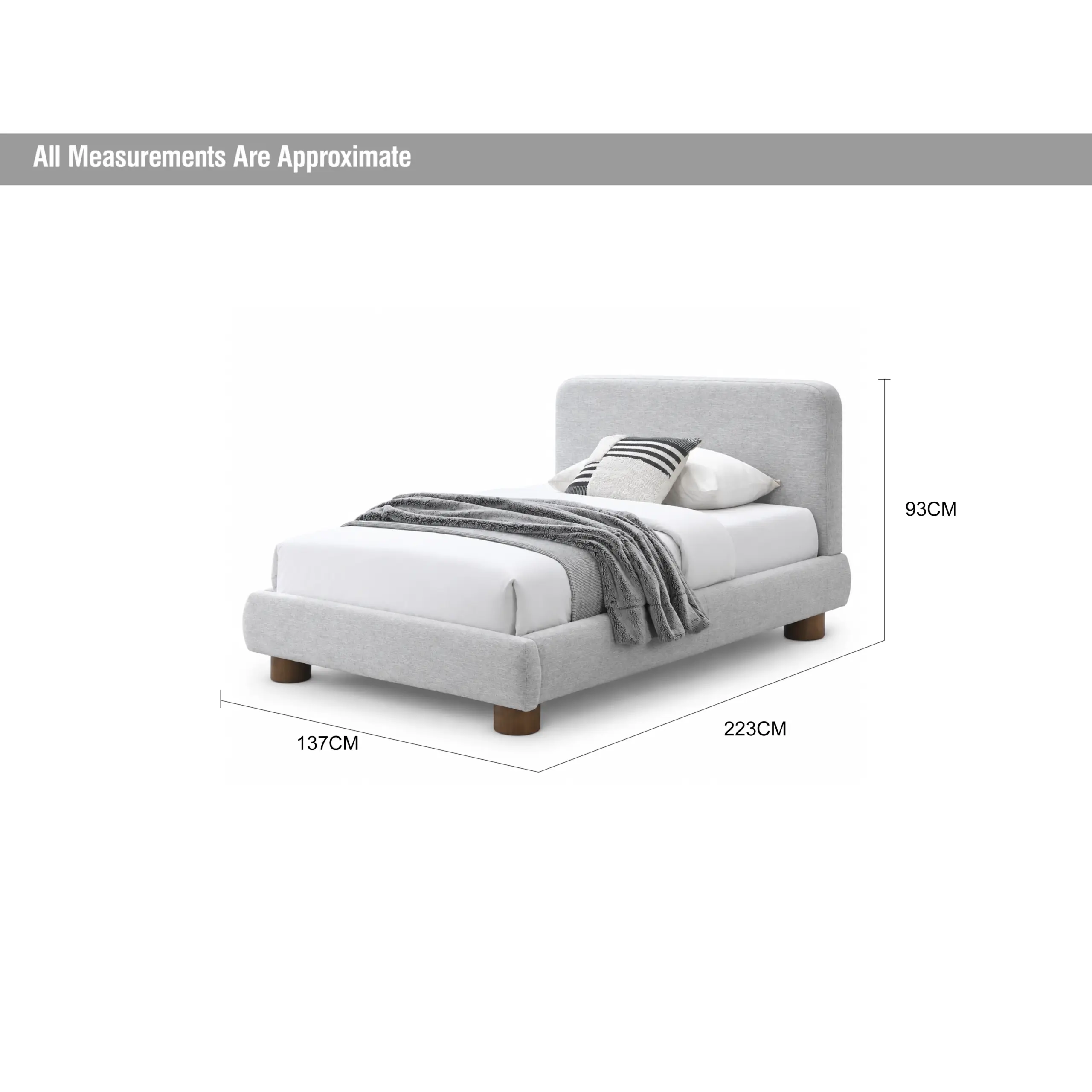 Elysian Single Bed Grey Dia United Furniture