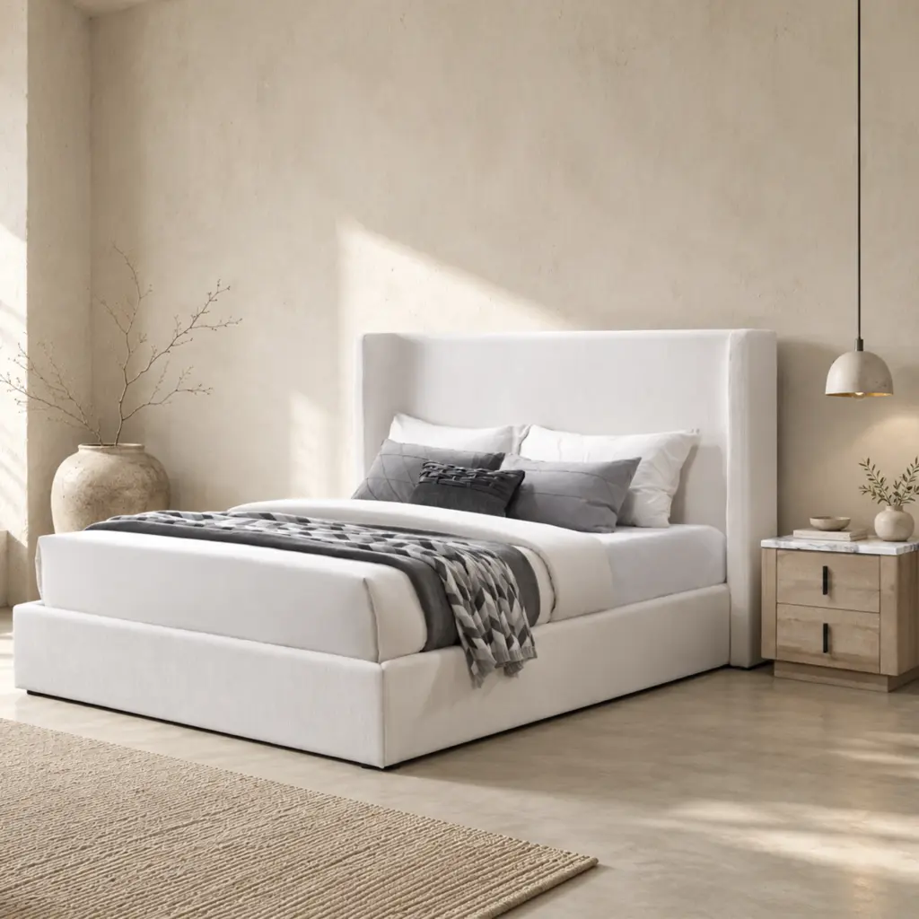Luminara Queen Bed Cream United Furniture