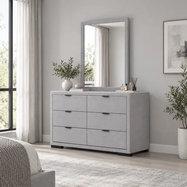 Astra Dresser with Mirror - Light Grey
