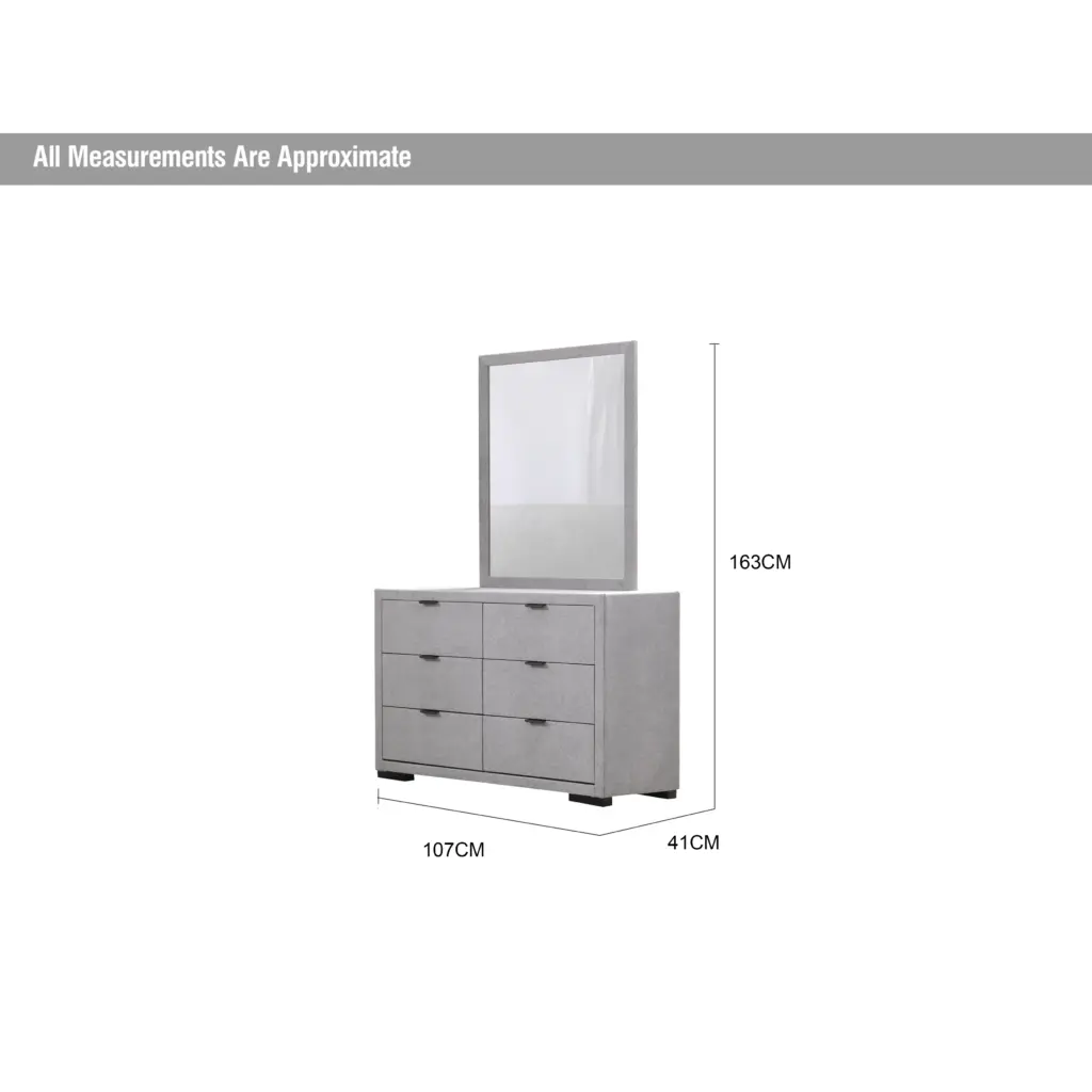 Astra Dresser Mirror Light Grey Dia United Furniture