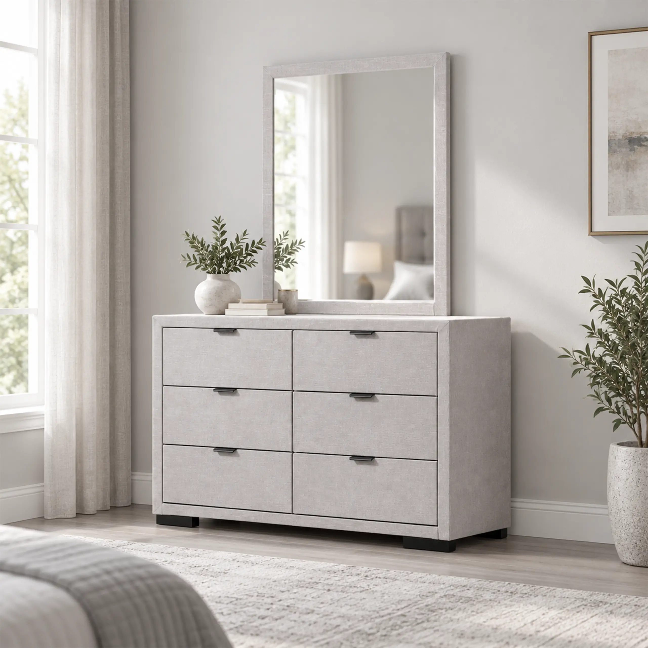 Drema Dresser Mirror Light Grey Bg United Furniture