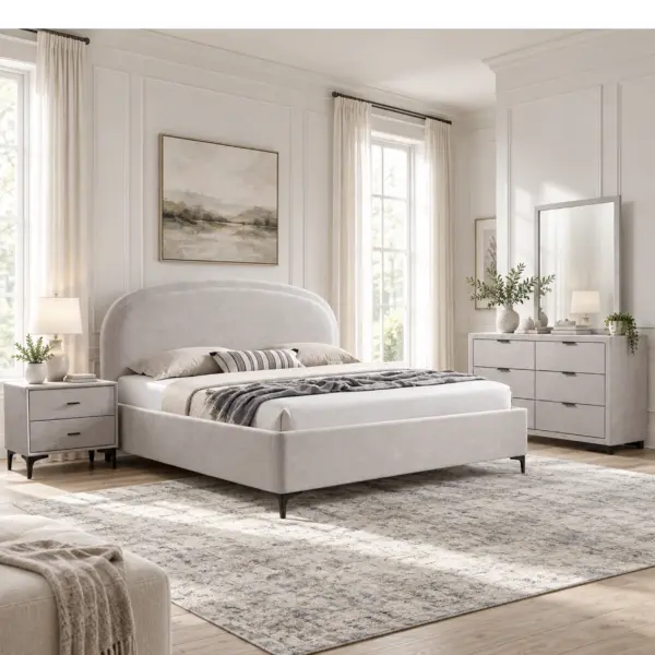 Drema Queen Bed (With Hydraulic Storage) - Light Grey
