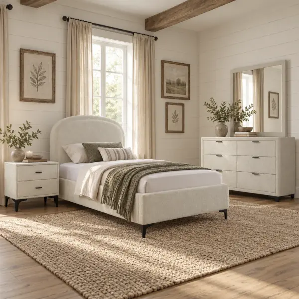Drema Single Bed (With Hydraulic Storage) - Cream