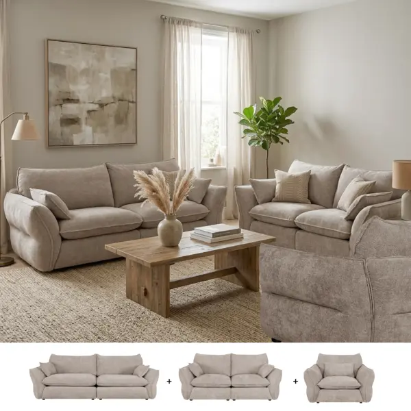 Elan Sofa Set (3+2+1) - Light Brown