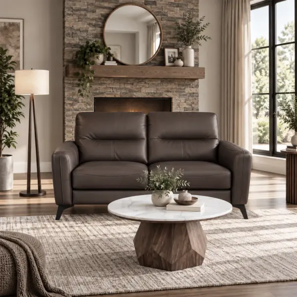 Madison Leather 2 Seater Sofa - Dark Brown