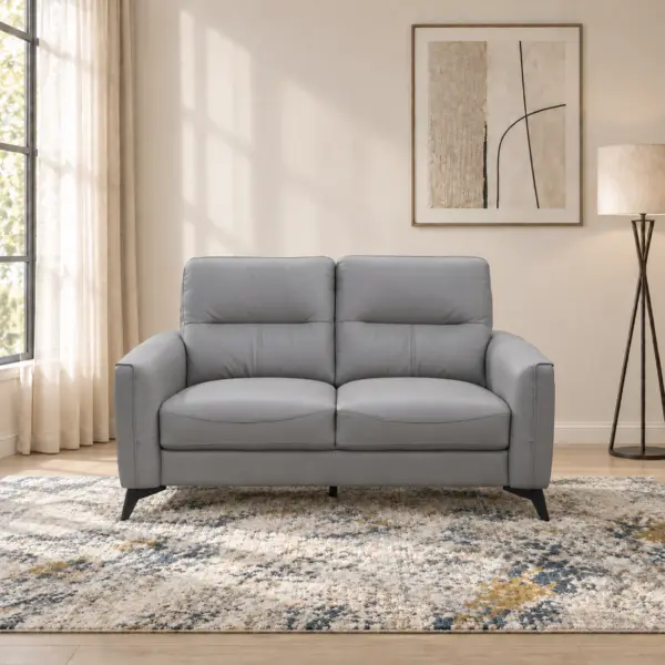 Madison Leather 2 Seater Sofa - Silver