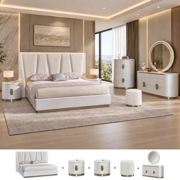 Naseem 6 Pcs. Super King Bedroom Set