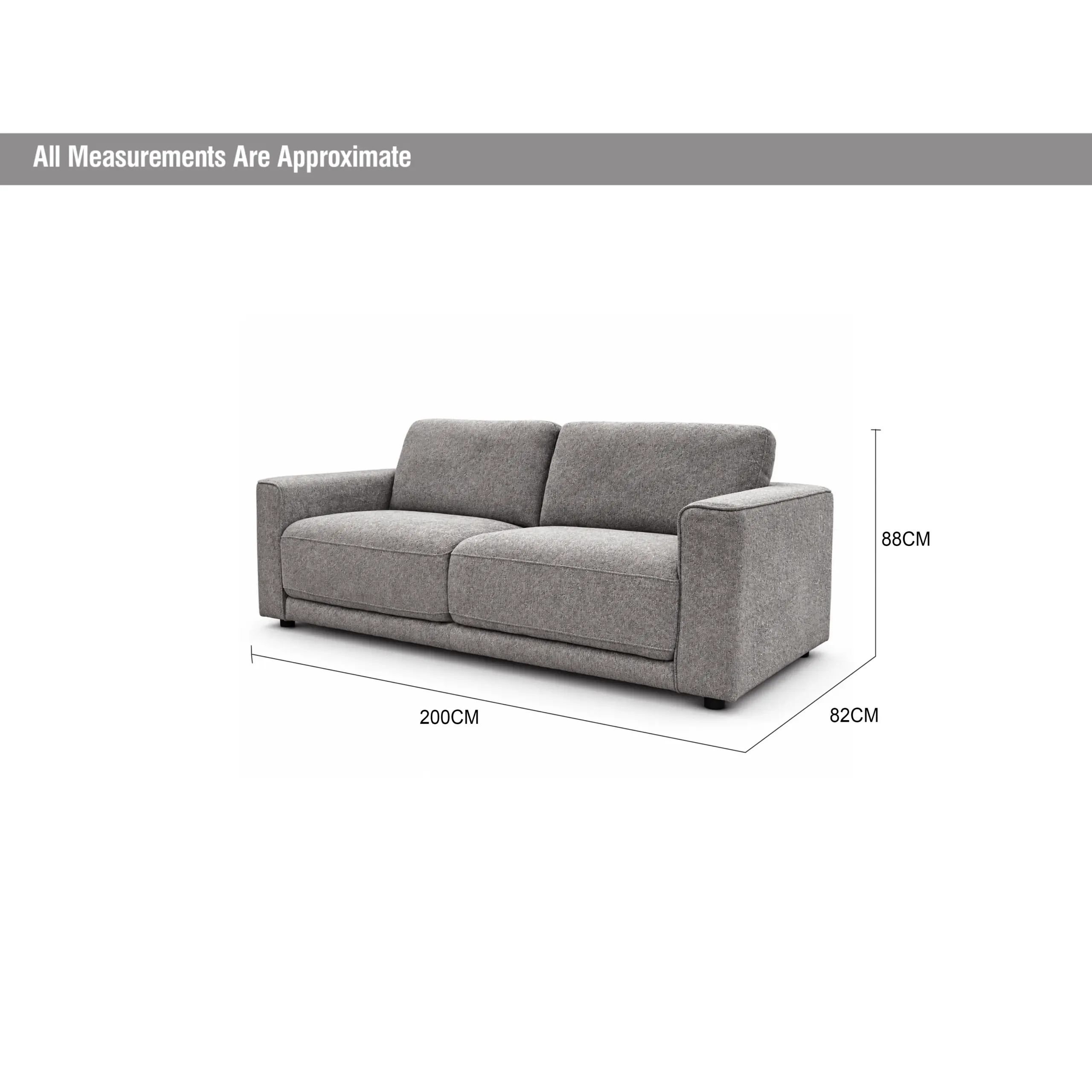 Sonett 3 Seater Dk Grey Dia United Furniture