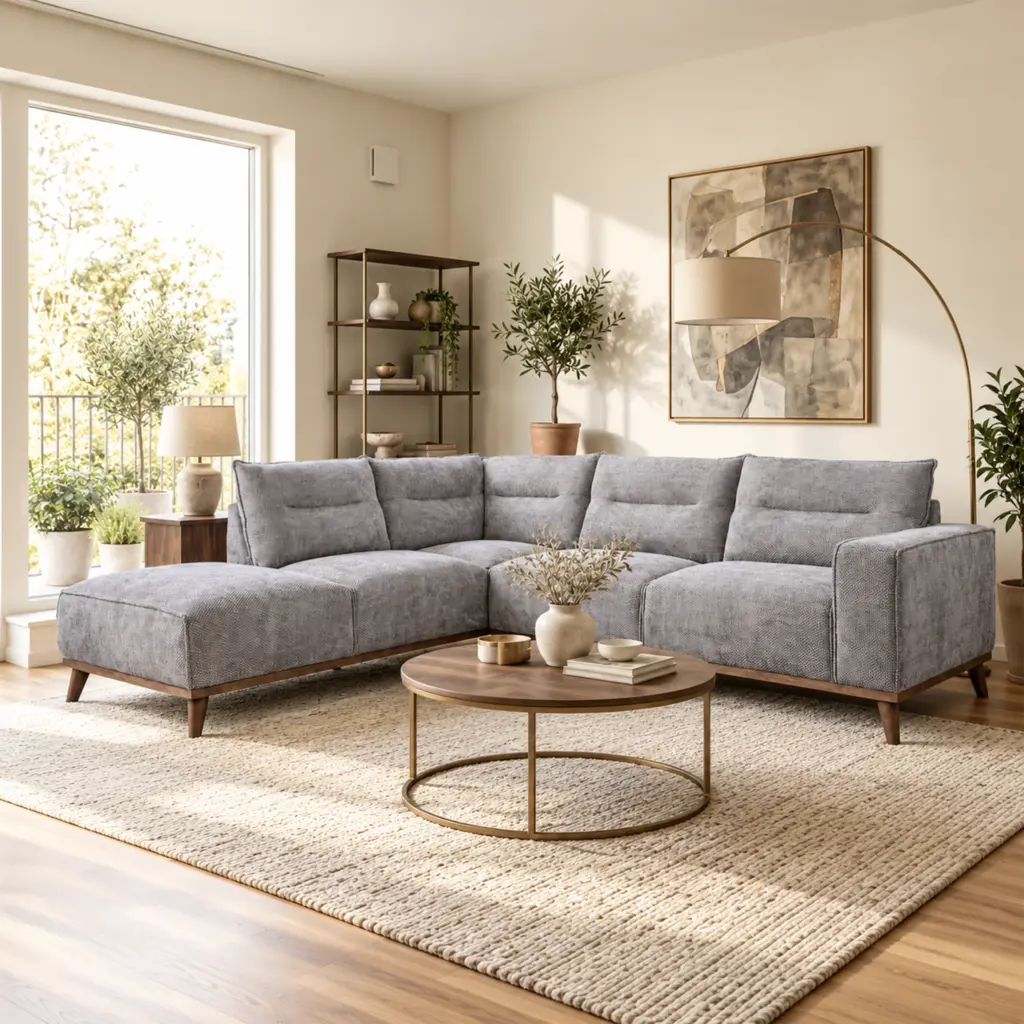 Ariana Right Corner Sofa - Grey Ariana Right Corner Sofa - Grey - Thumbnail Image 1