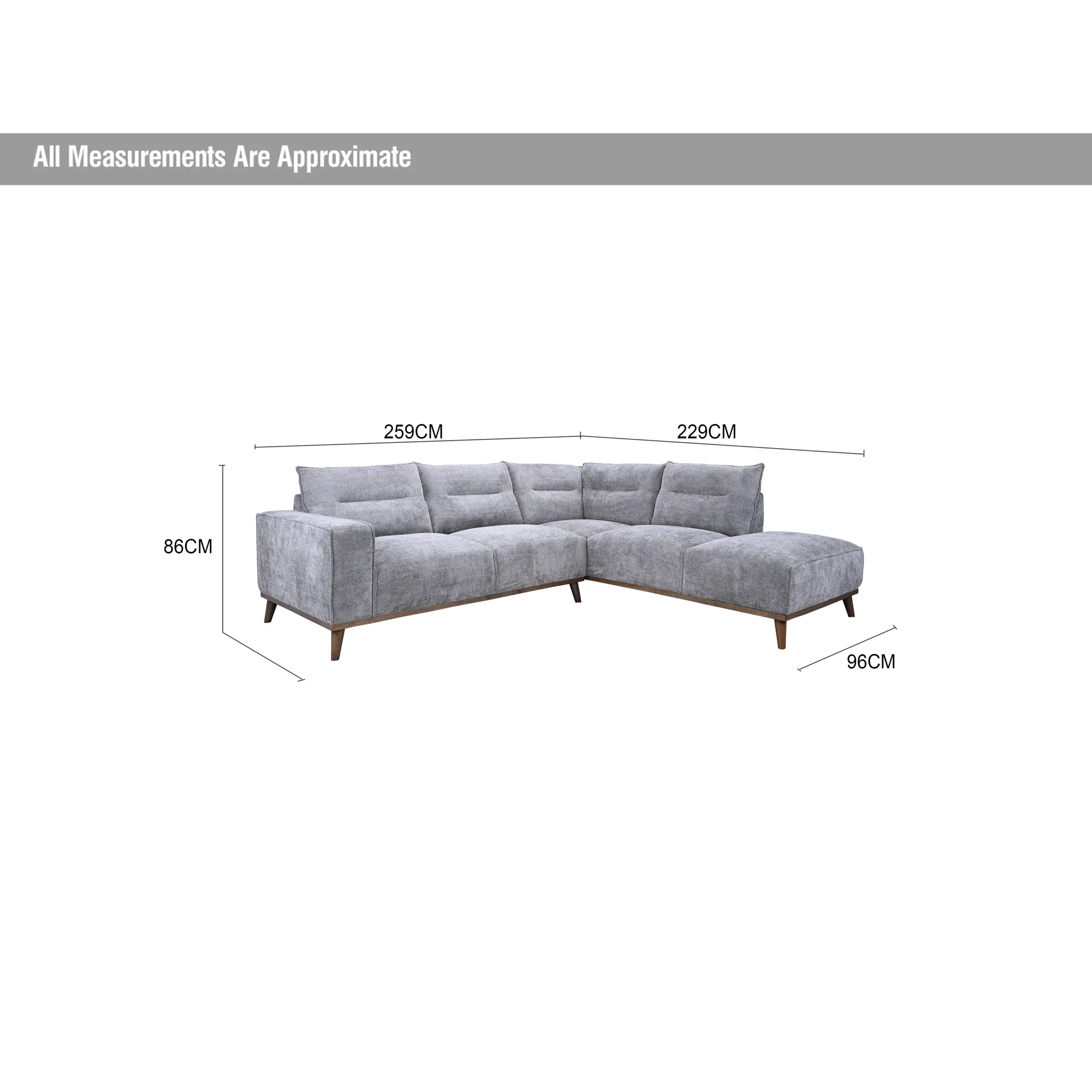Ariana Left Corner Sofa - Grey - Image 8