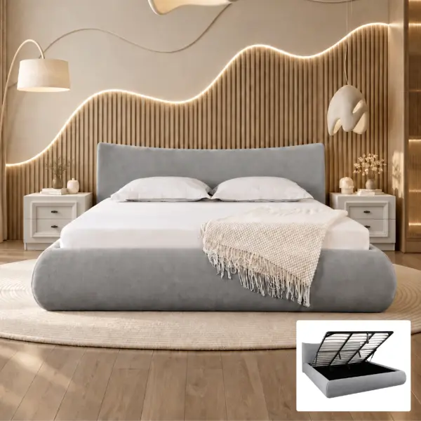 Astoria King Bed (With Hydraulic Storage) - Grey