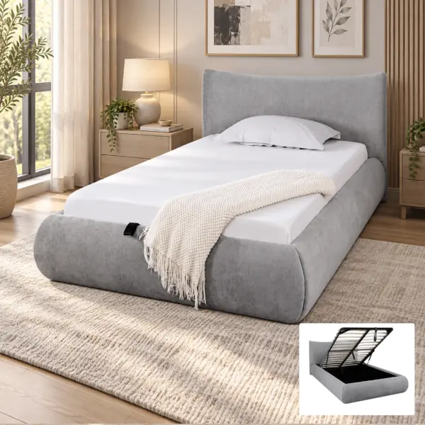 Astoria Single Bed (With Hydraulic Storage) - Grey