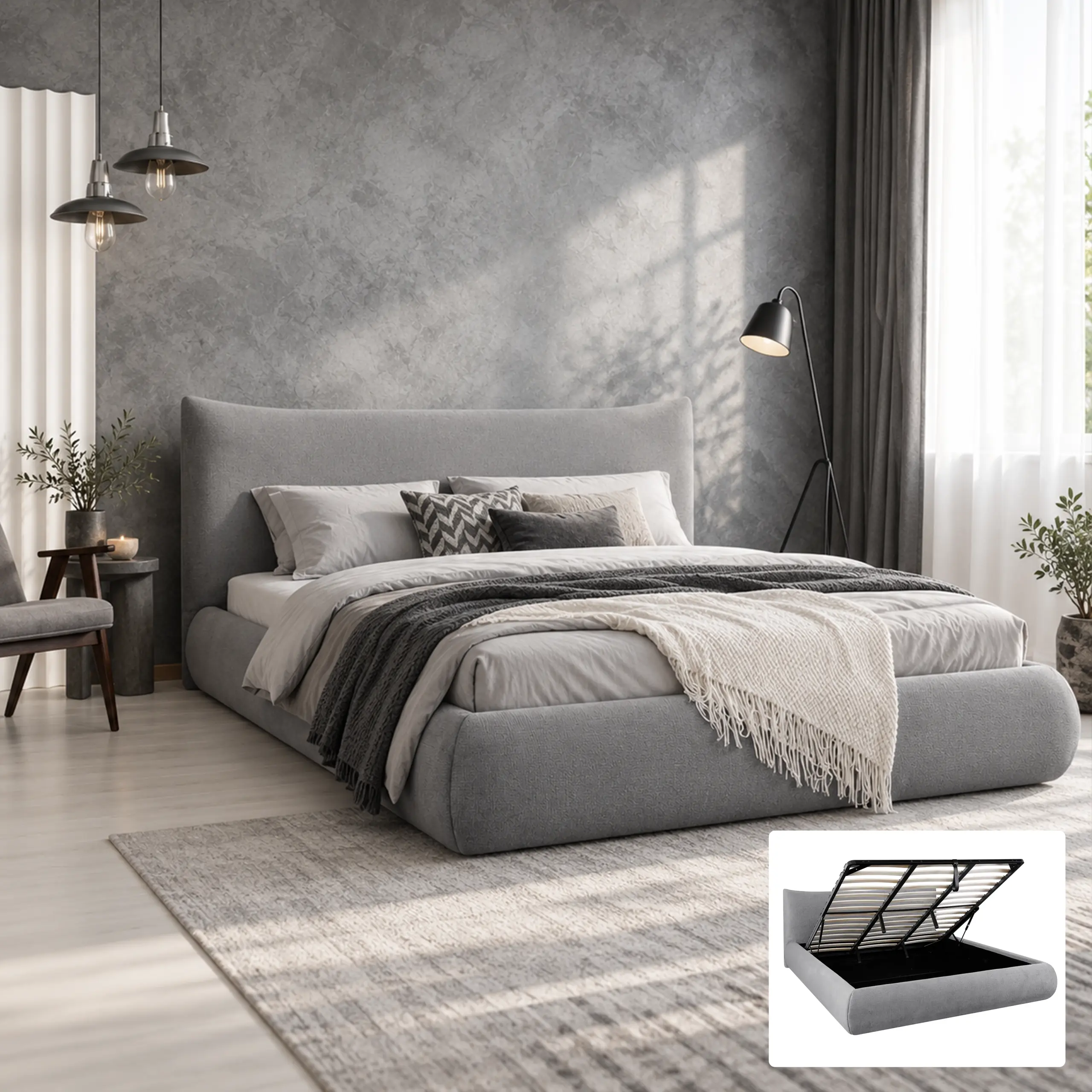 Astoria Super King Bed Grey United Furniture