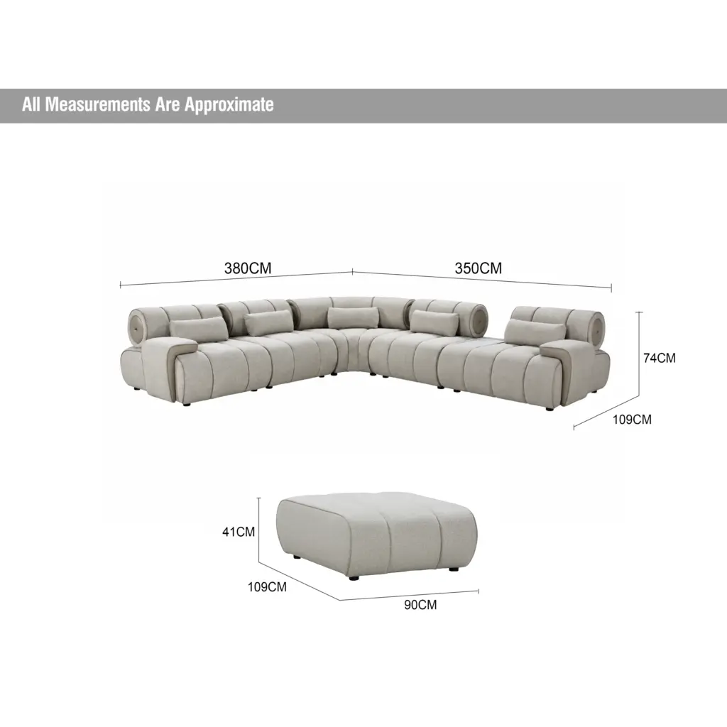 Durango Sectional Corner Sofa with Ottoman - Thumbnail Image 17