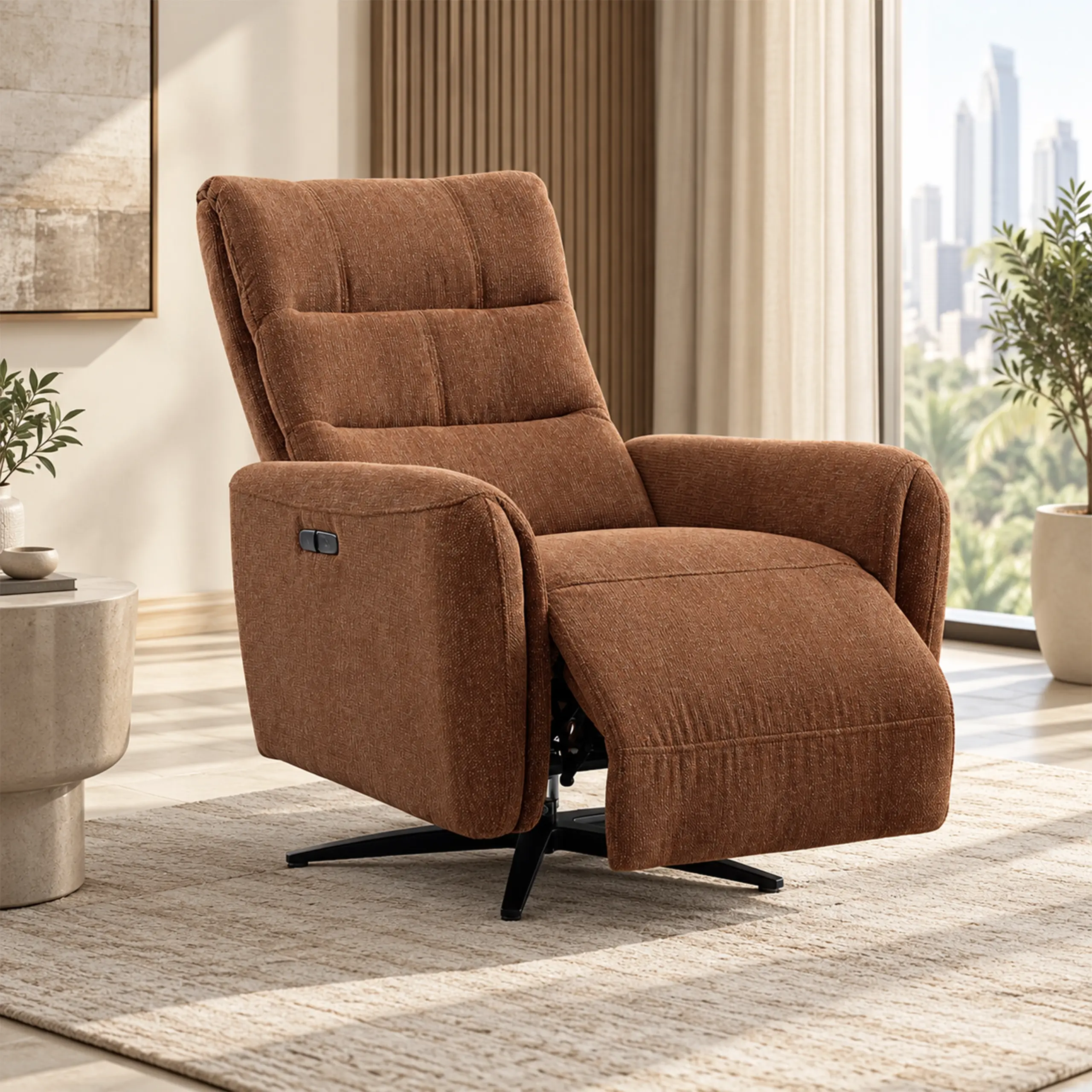 Quatro Swivel Chair with Power Recliner - Rust Quatro Swivel Chair with Power Recliner - Rust - Image 1