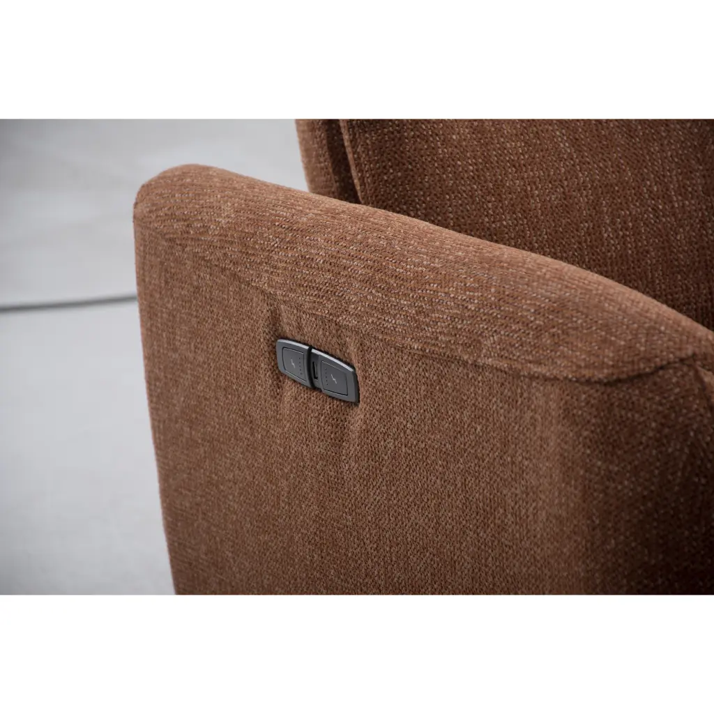 Quatro Swivel Chair with Power Recliner - Rust Quatro Swivel Chair with Power Recliner - Rust - Thumbnail Image 7