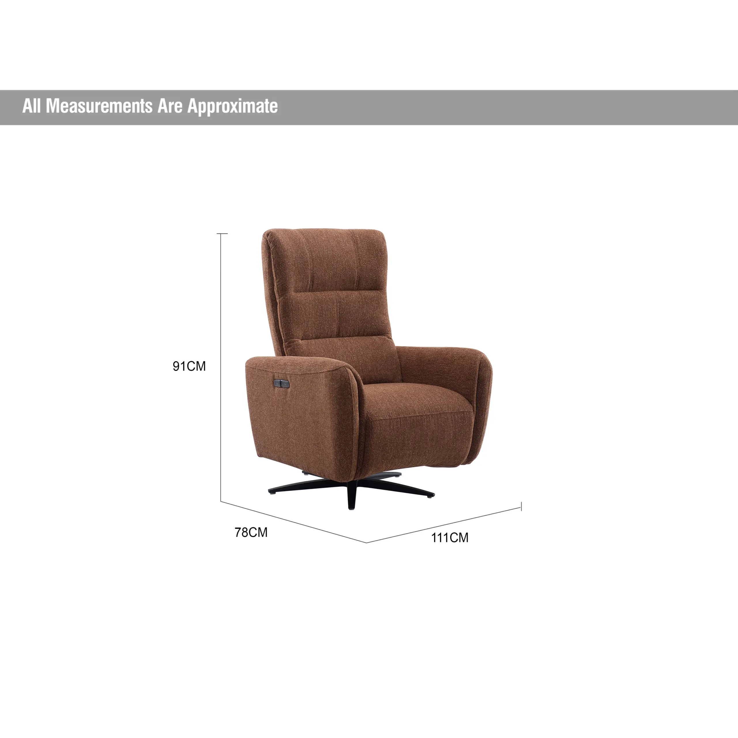 Quatro Swivel Chair with Power Recliner - Rust Quatro Swivel Chair with Power Recliner - Rust - Image 10