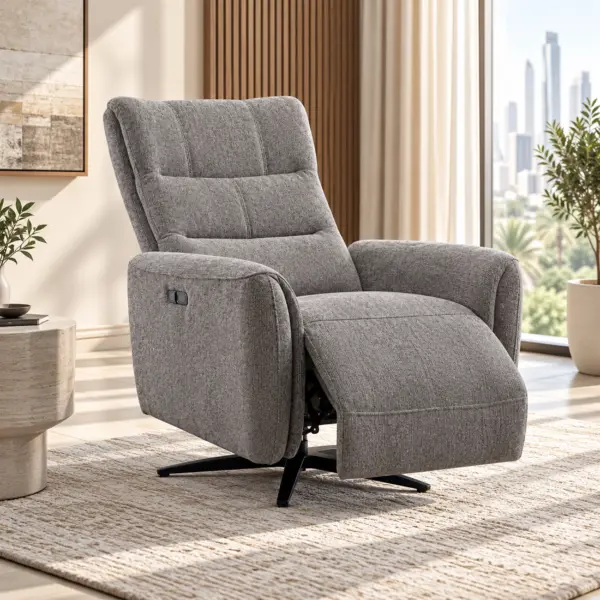 Quatro Swivel Chair with Power Recliner - Dark Grey