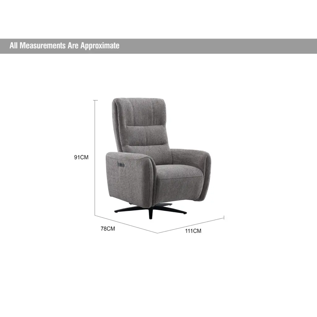 Quatro Swivel Chair with Power Recliner - Dark Grey Quatro Swivel Chair with Power Recliner - Dark Grey - Thumbnail Image 10