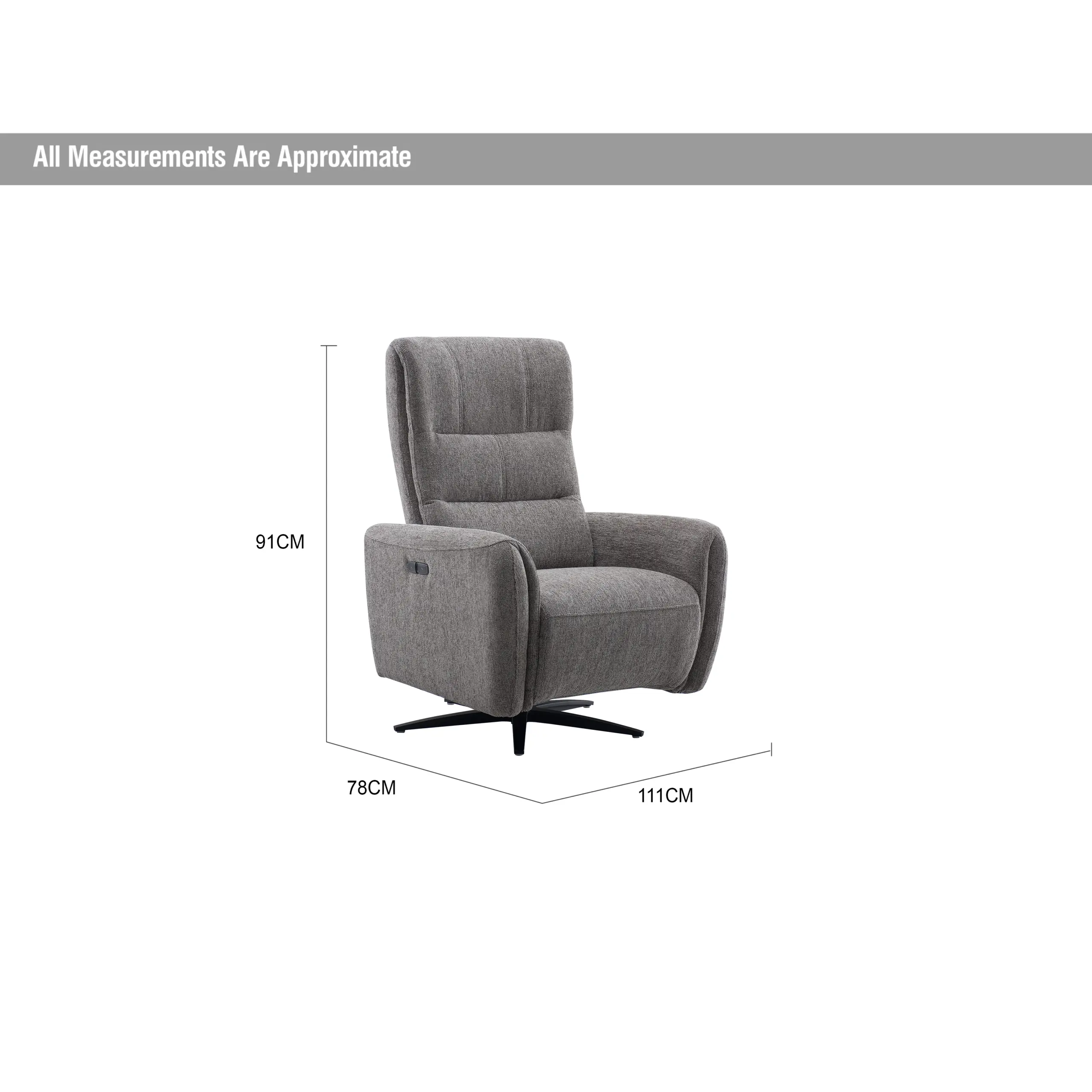 Quatro Swivel Chair with Power Recliner - Dark Grey Quatro Swivel Chair with Power Recliner - Dark Grey - Image 10
