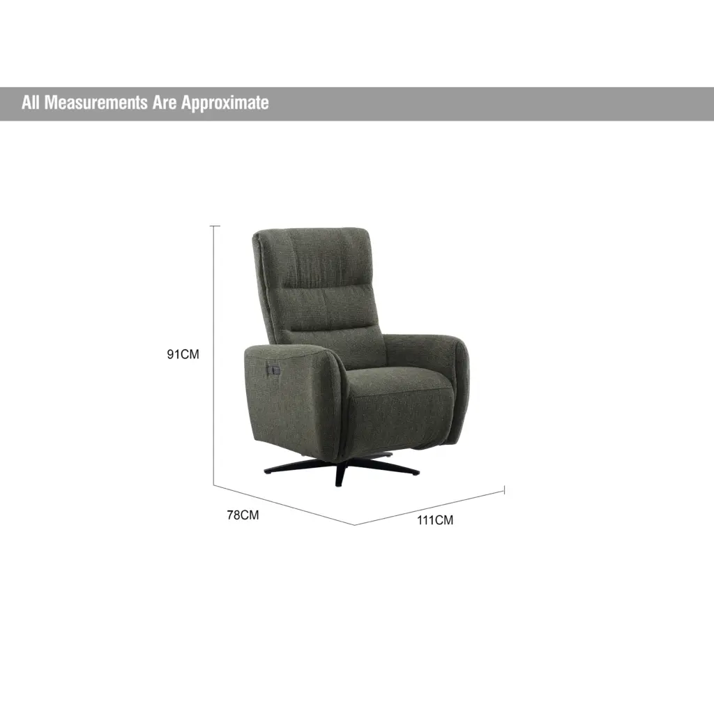 Quatro Swivel Chair with Power Recliner - Olive Green Quatro Swivel Chair with Power Recliner - Olive Green - Thumbnail Image 10